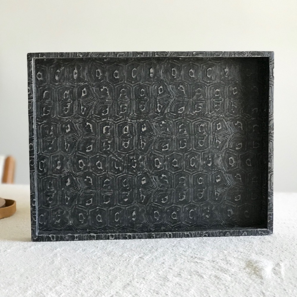 NEW Black Turtle Shell Print Pattern Decor Tray
